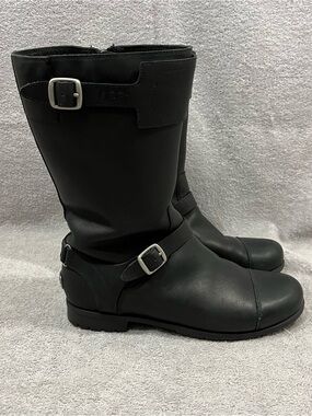 UGG Gershwin Black Boots Women's Sz 8 Sheepskin Shearling Fur Lined Zip